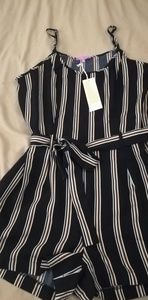 Romper (shorts) Navy Blue with brown and white